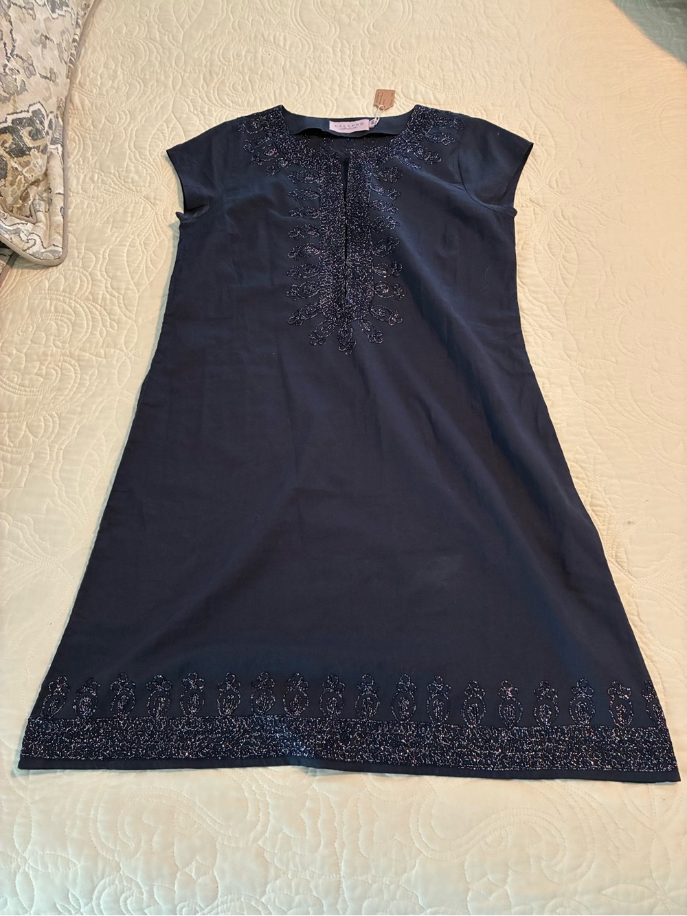 Calypso St. Barth Navy Beaded Shift Dress